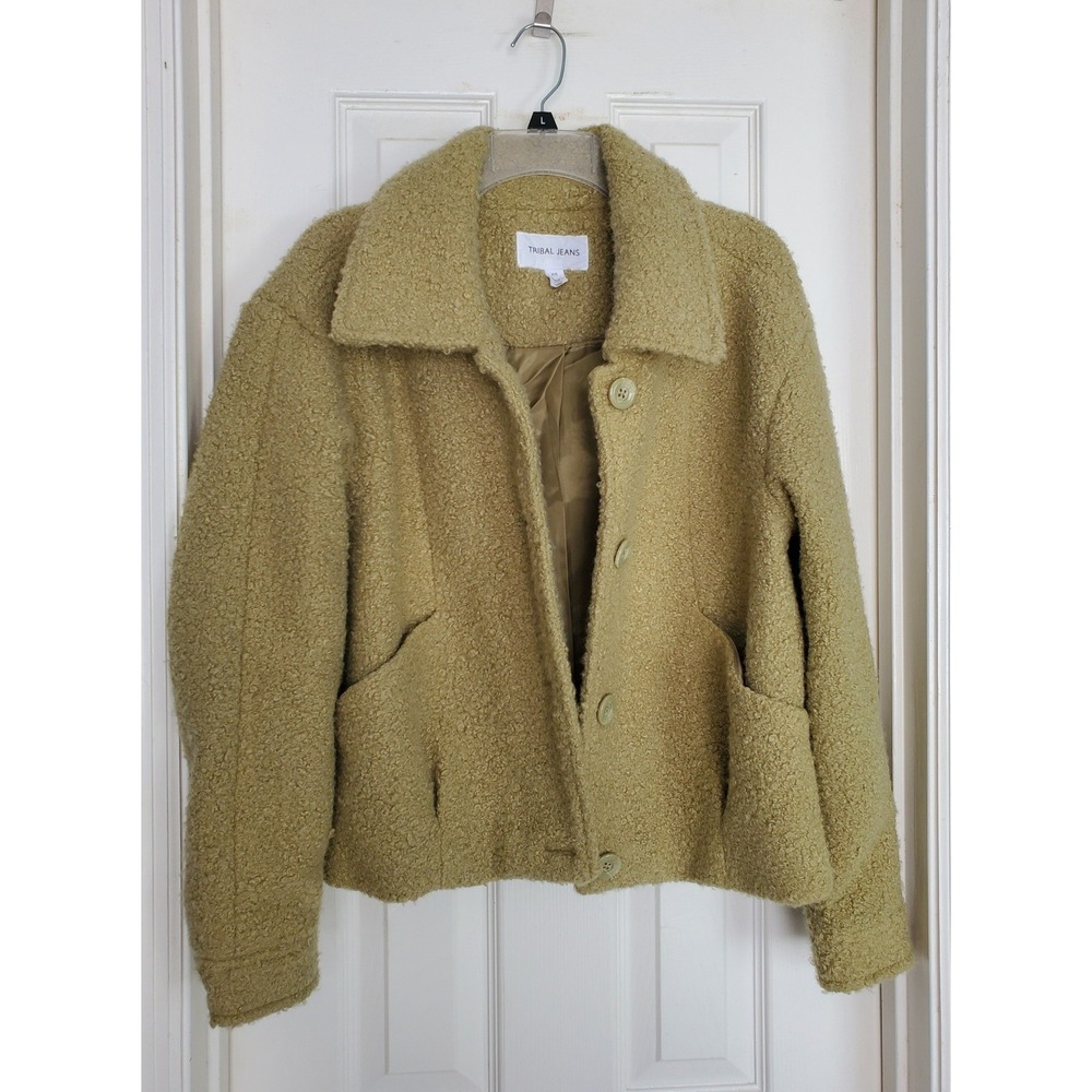 Tribal Jeans Soft Boucle Button Front Sherpa Teddy Festival Boho Trucker Small
